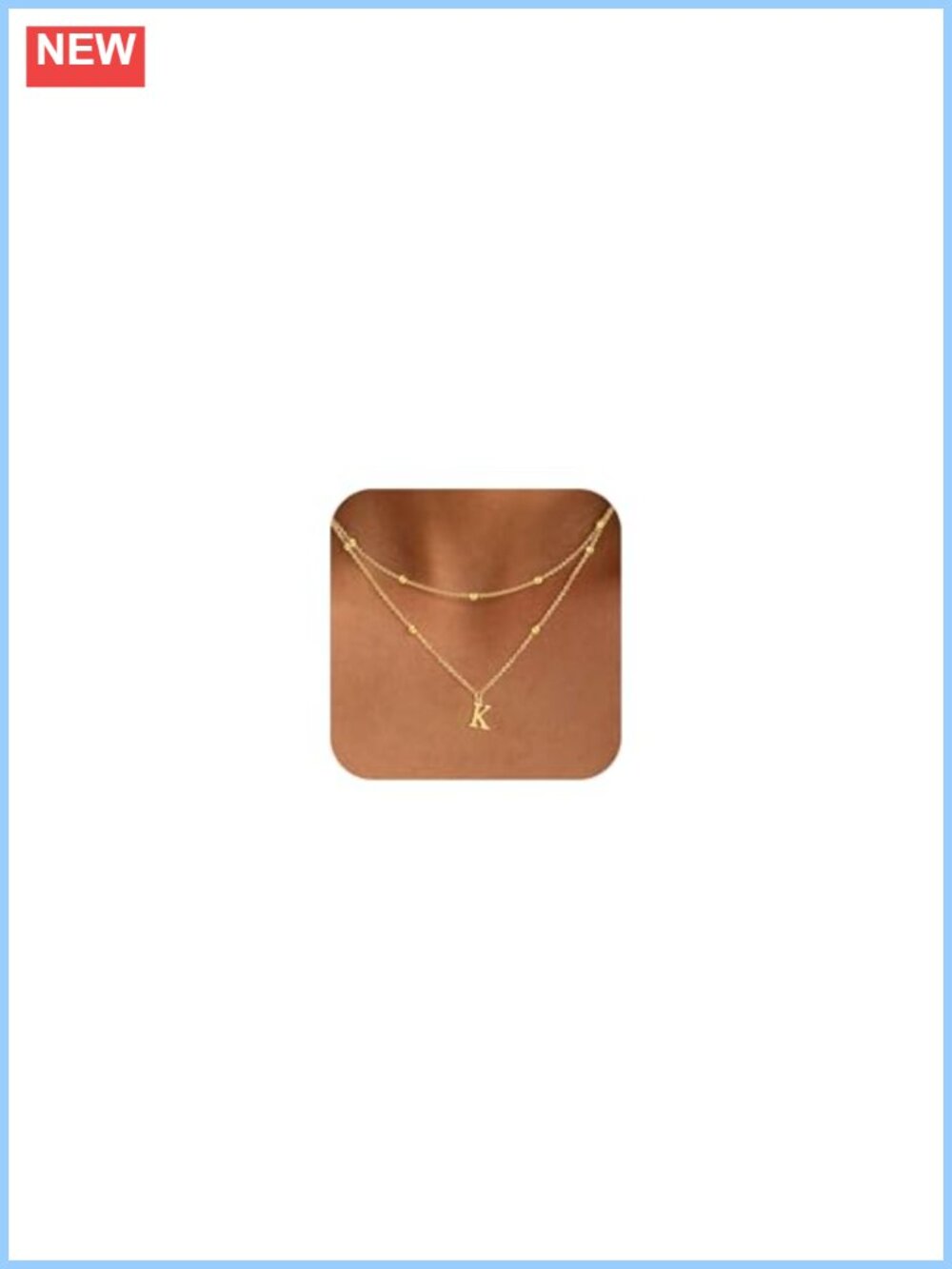 14K Gold Plated Layered Initial Necklace Set, Dainty Personalized Name Necklace